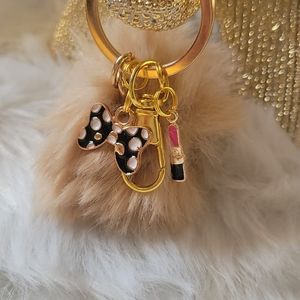 Pom-pom Keychain with charms